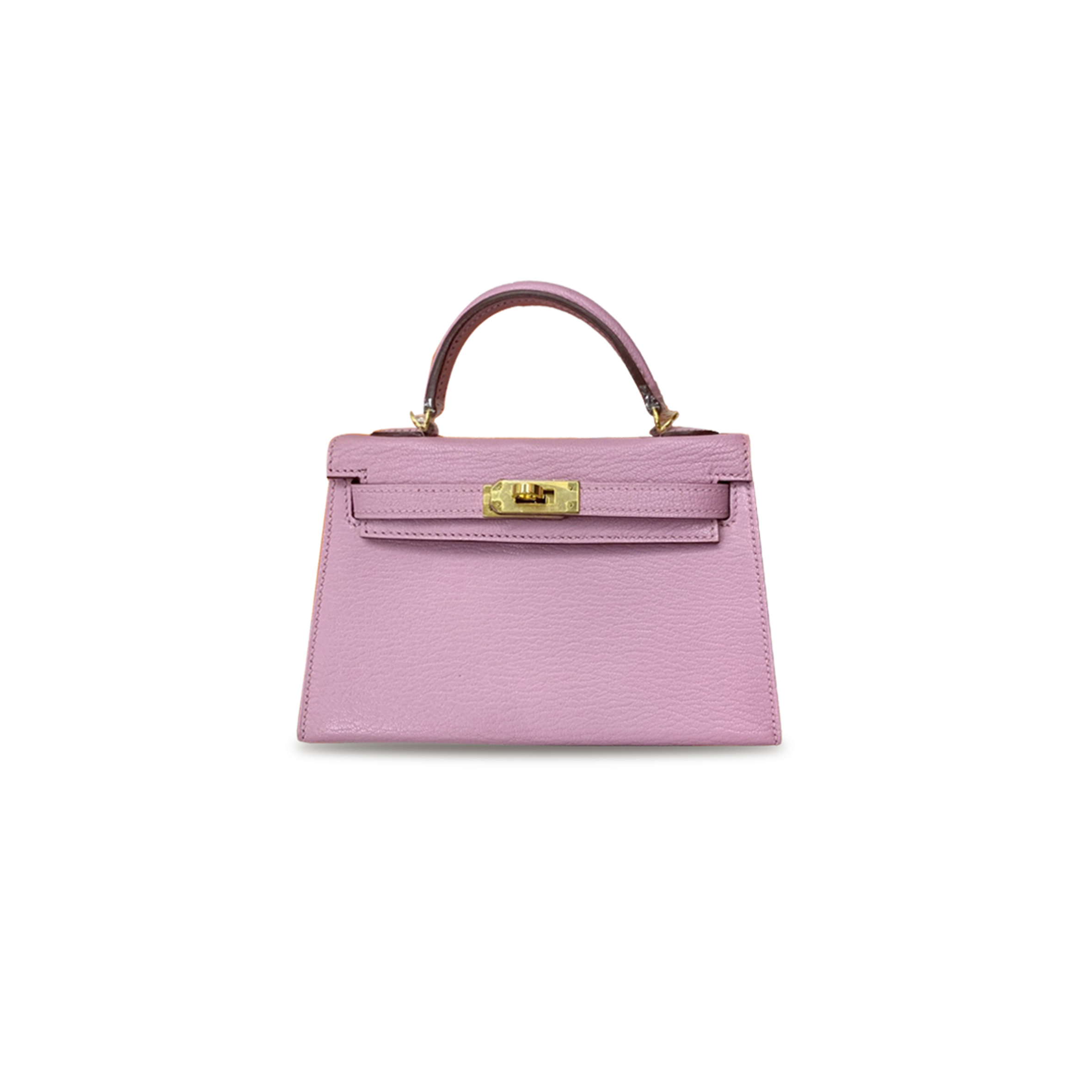 H**mes chevre mini kelly ii sellier 20 malva purple gold buckle (19*12*5.5cm)